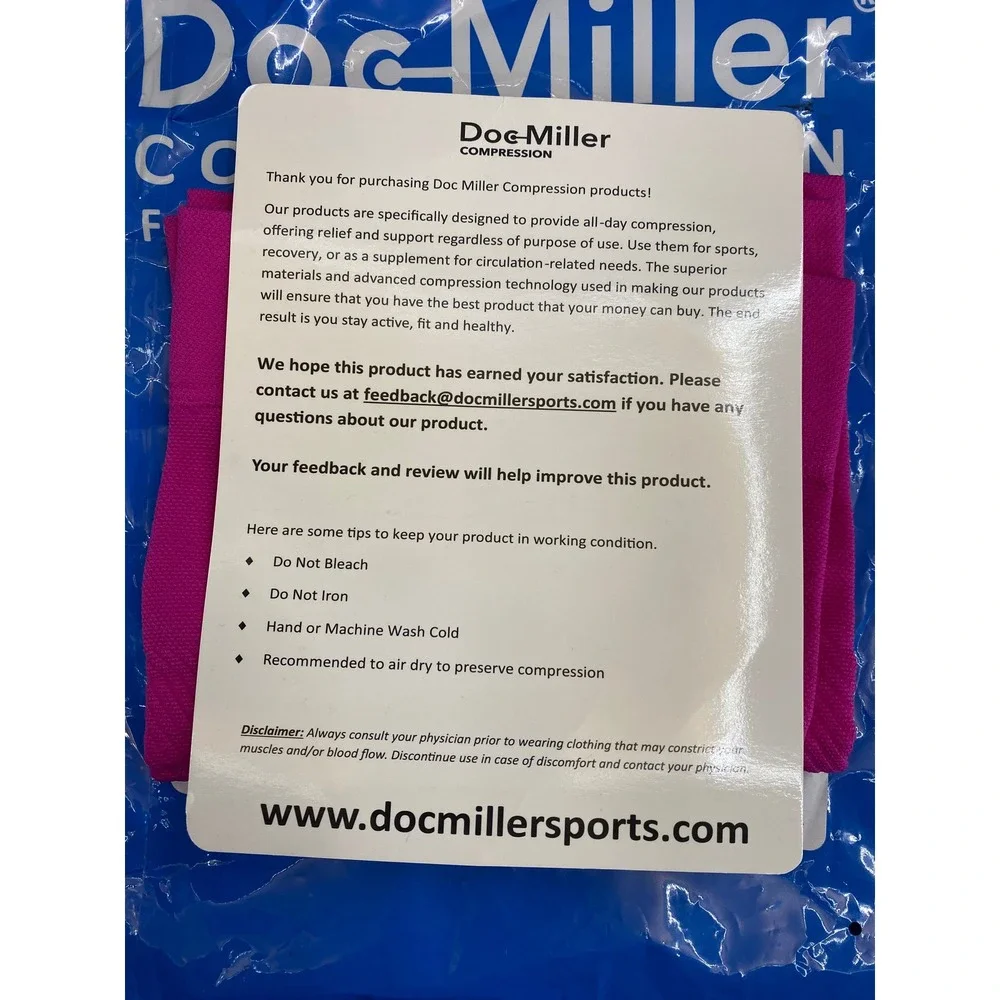 Doc Miller Knee Support Compression Sleeve Pink Medium New 1‎ Pair